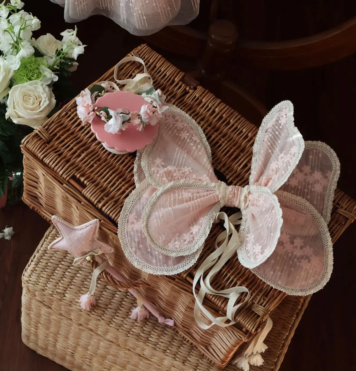 [預購] KruhitkaLove - 小精靈公主翅膀 (Ivory Pink Embroidery)