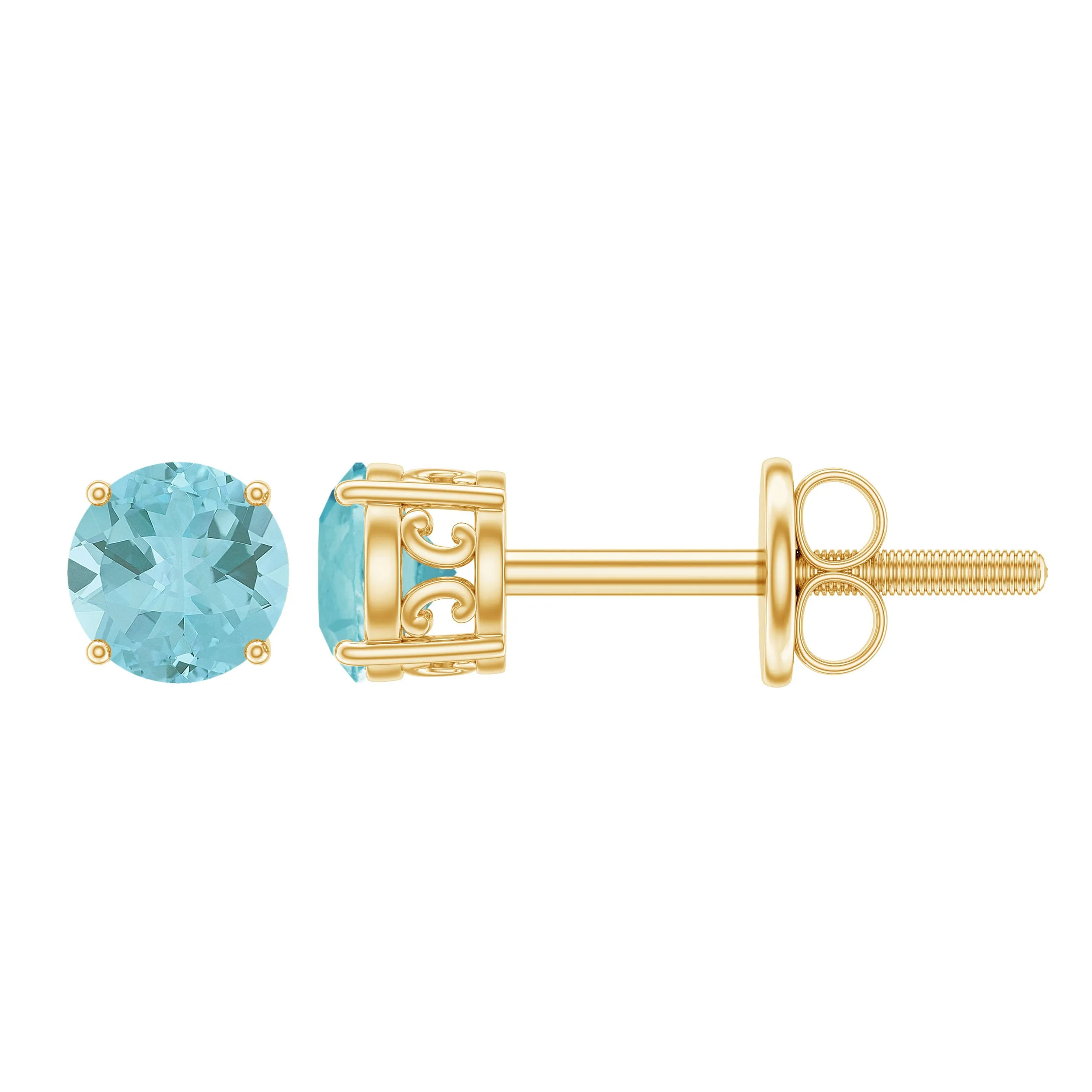 0.75 CT Sky Blue Topaz Solitaire Stud Earrings