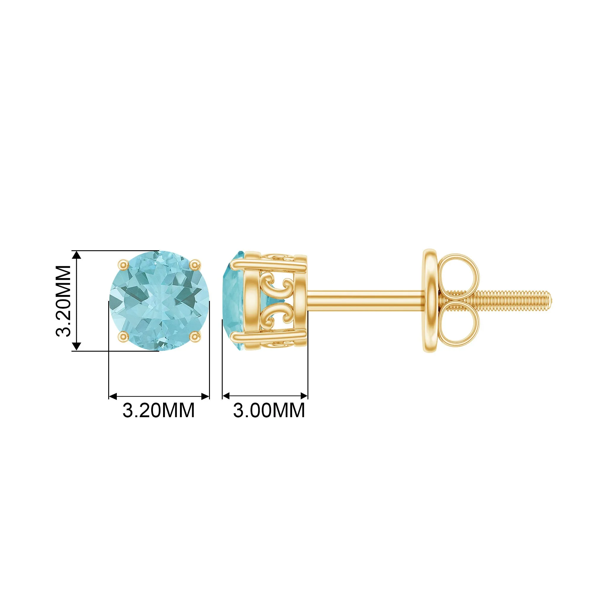 0.75 CT Sky Blue Topaz Solitaire Stud Earrings