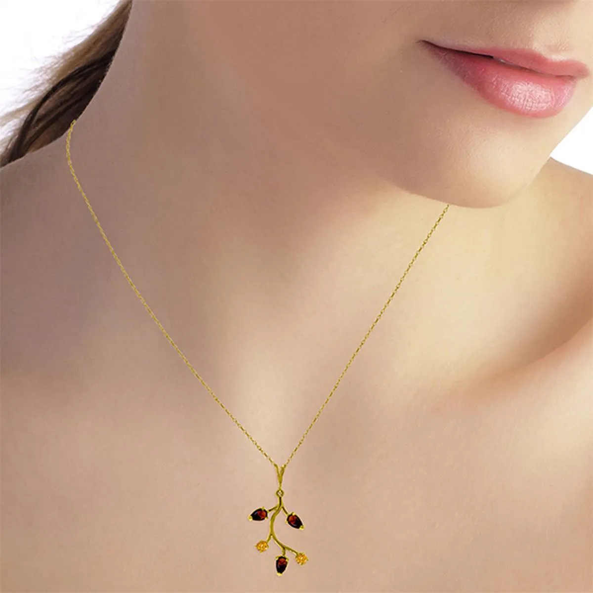 0.95 Carat 14K Solid Yellow Gold Infinite Passion Garnet Citrine Necklace