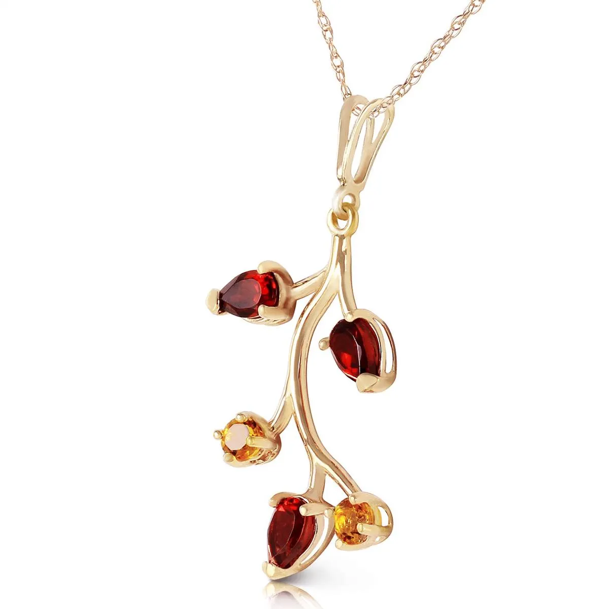 0.95 Carat 14K Solid Yellow Gold Infinite Passion Garnet Citrine Necklace