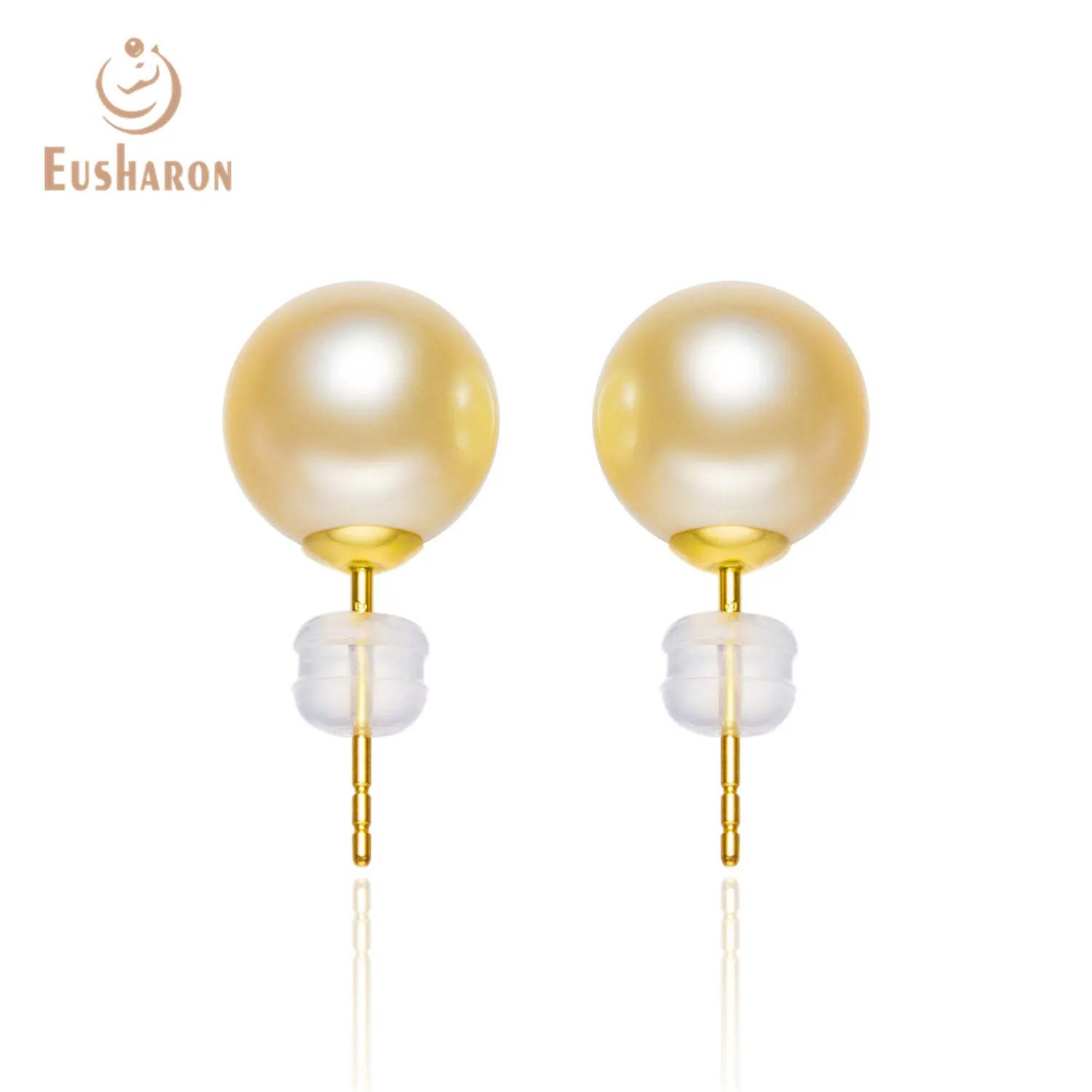 10-11mm AAA Gold South Sea Pearl 18K Earrings
