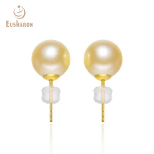 10-11mm AAA Gold South Sea Pearl 18K Earrings