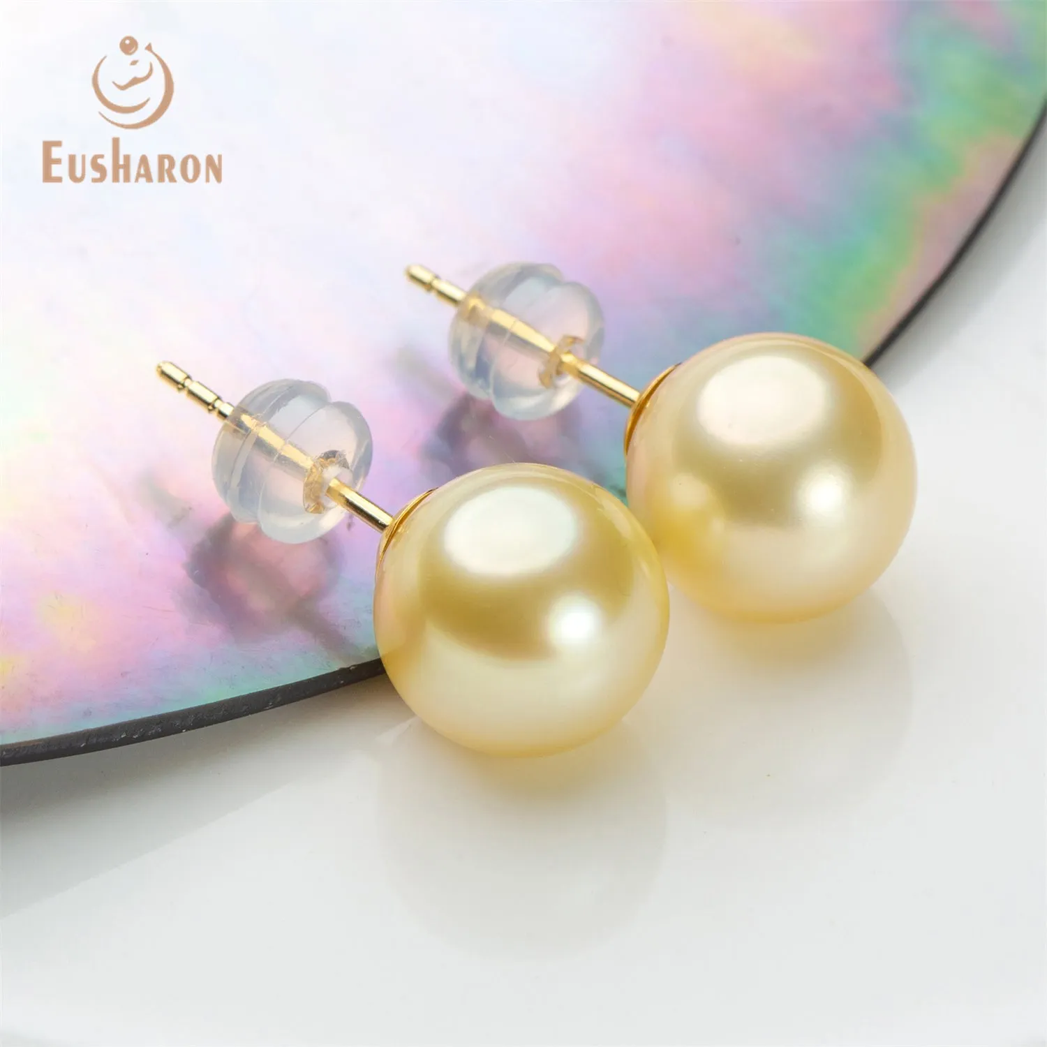 10-11mm AAA Gold South Sea Pearl 18K Earrings