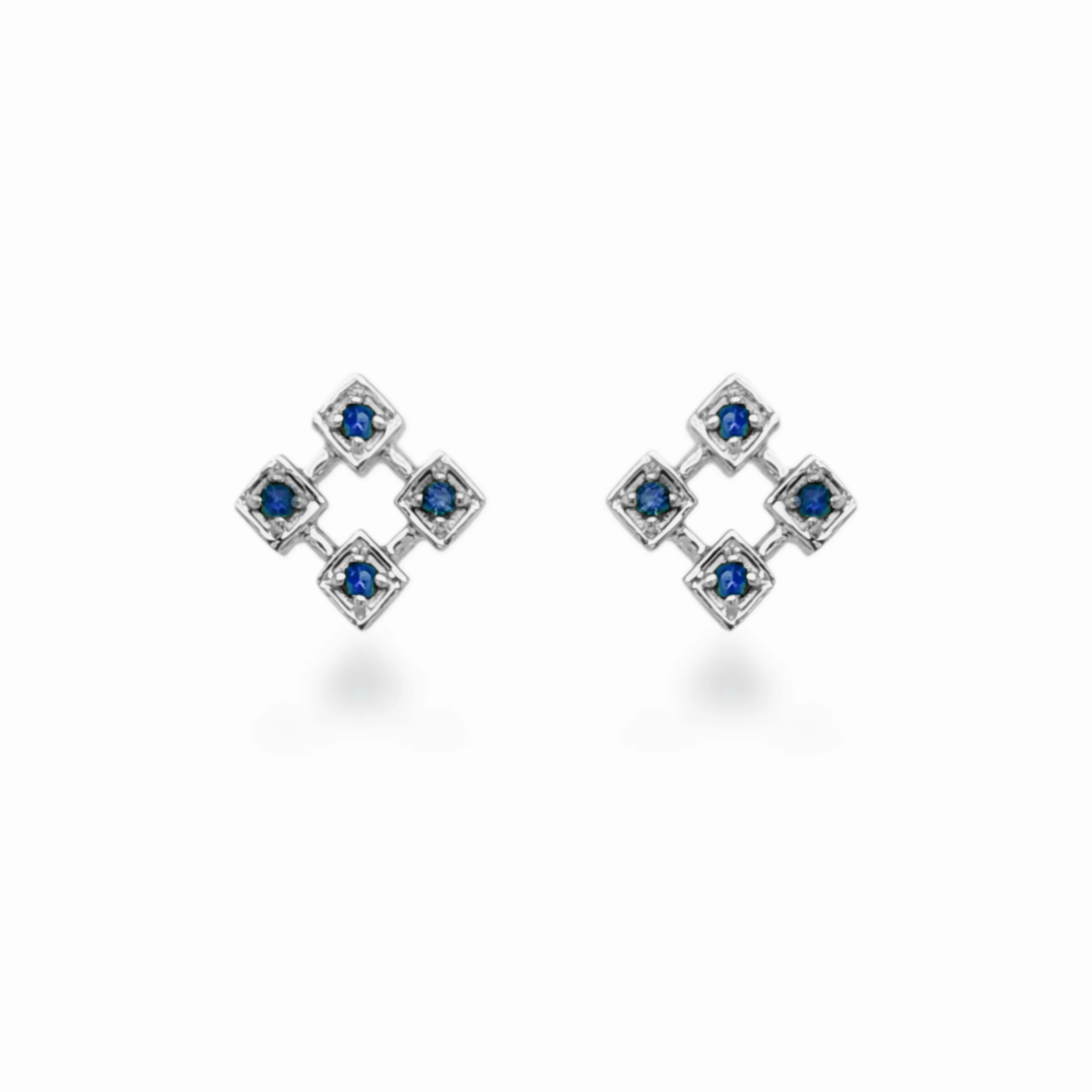 10K Ruby, Sapphire, or Emerald Diamond Shaped Stud Earrings
