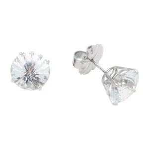 10mm Round White Topaz 14k White Gold Earrings