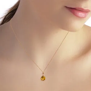 1.15 Carat 14K Solid Rose Gold Single Round Citrine Necklace
