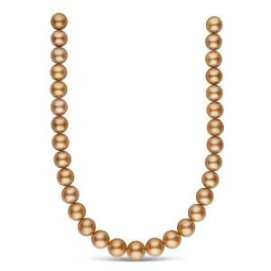 13.0-14.5 mm AA /AAA Golden South Sea Round Pearl Necklace