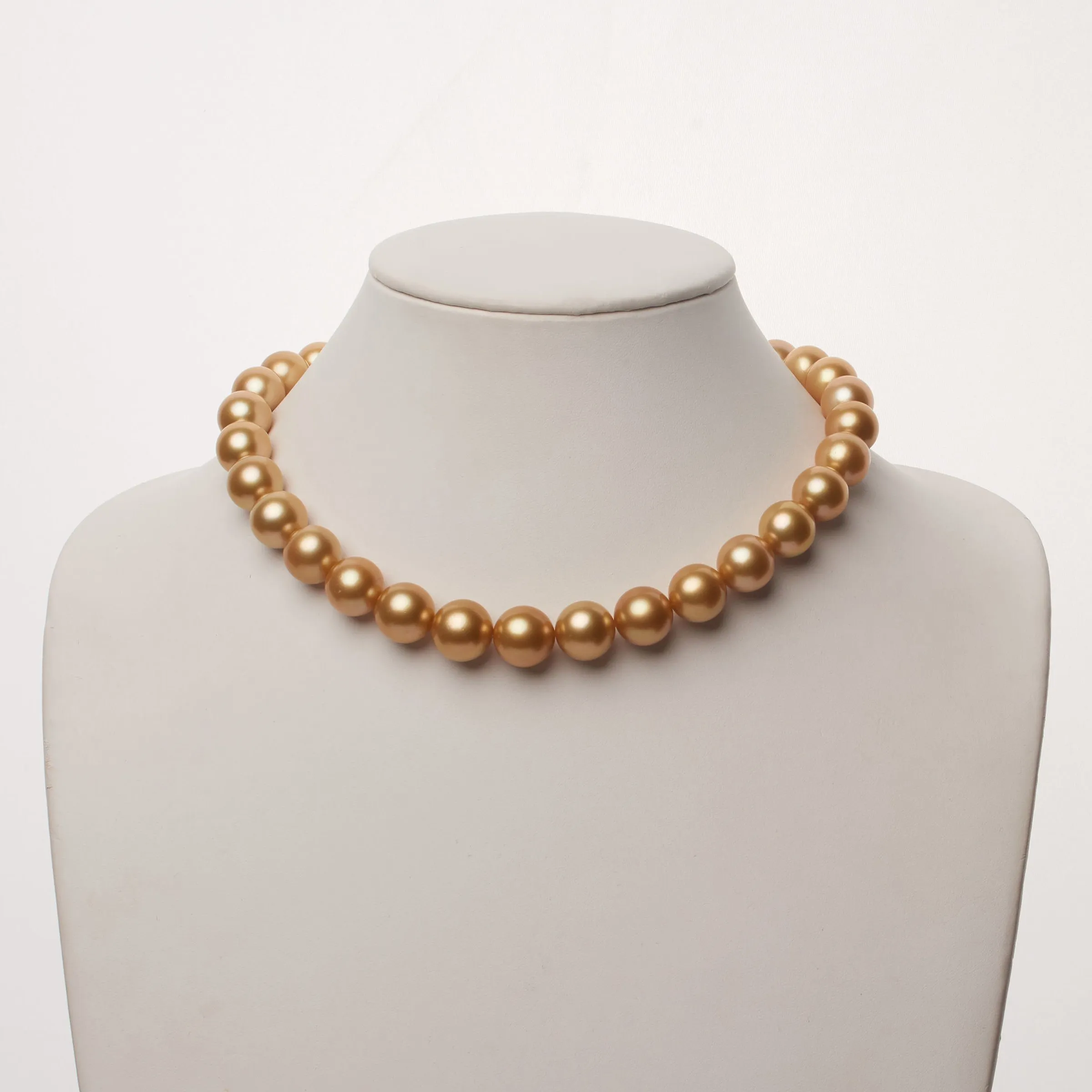 13.0-14.5 mm AA /AAA Golden South Sea Round Pearl Necklace