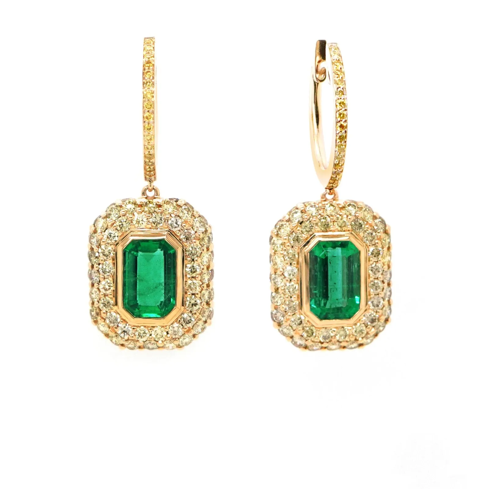 1.34 / 0.85  cts Emerald with Diamond Earrings