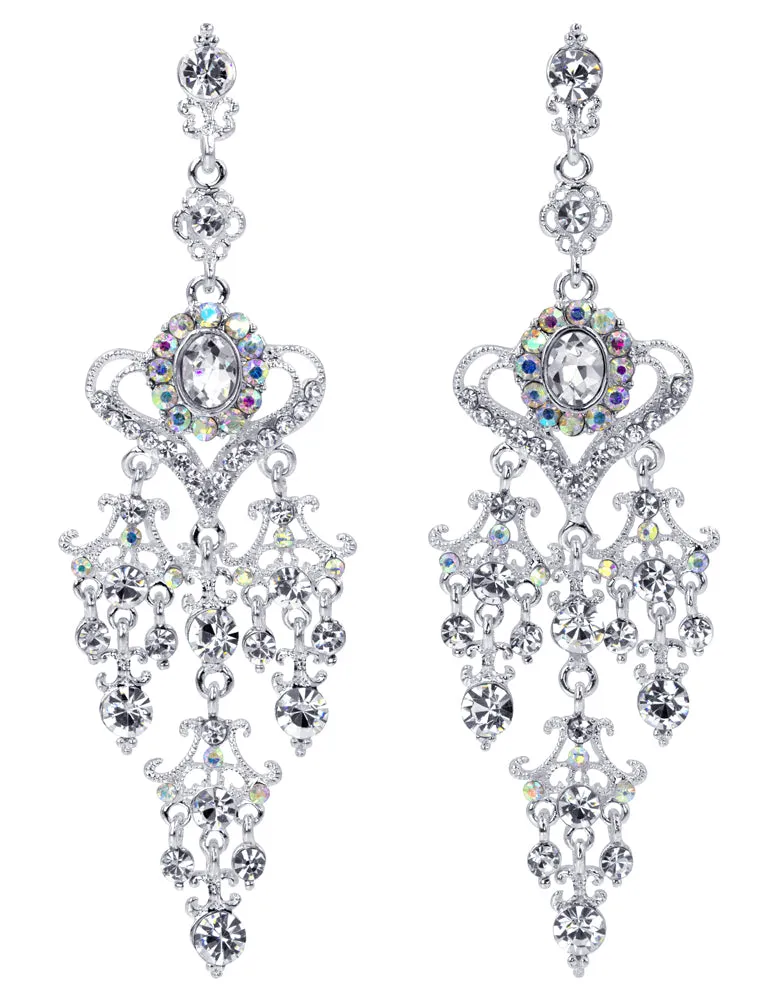 #14244 - Filigree Crown Heart Dangle Earrings