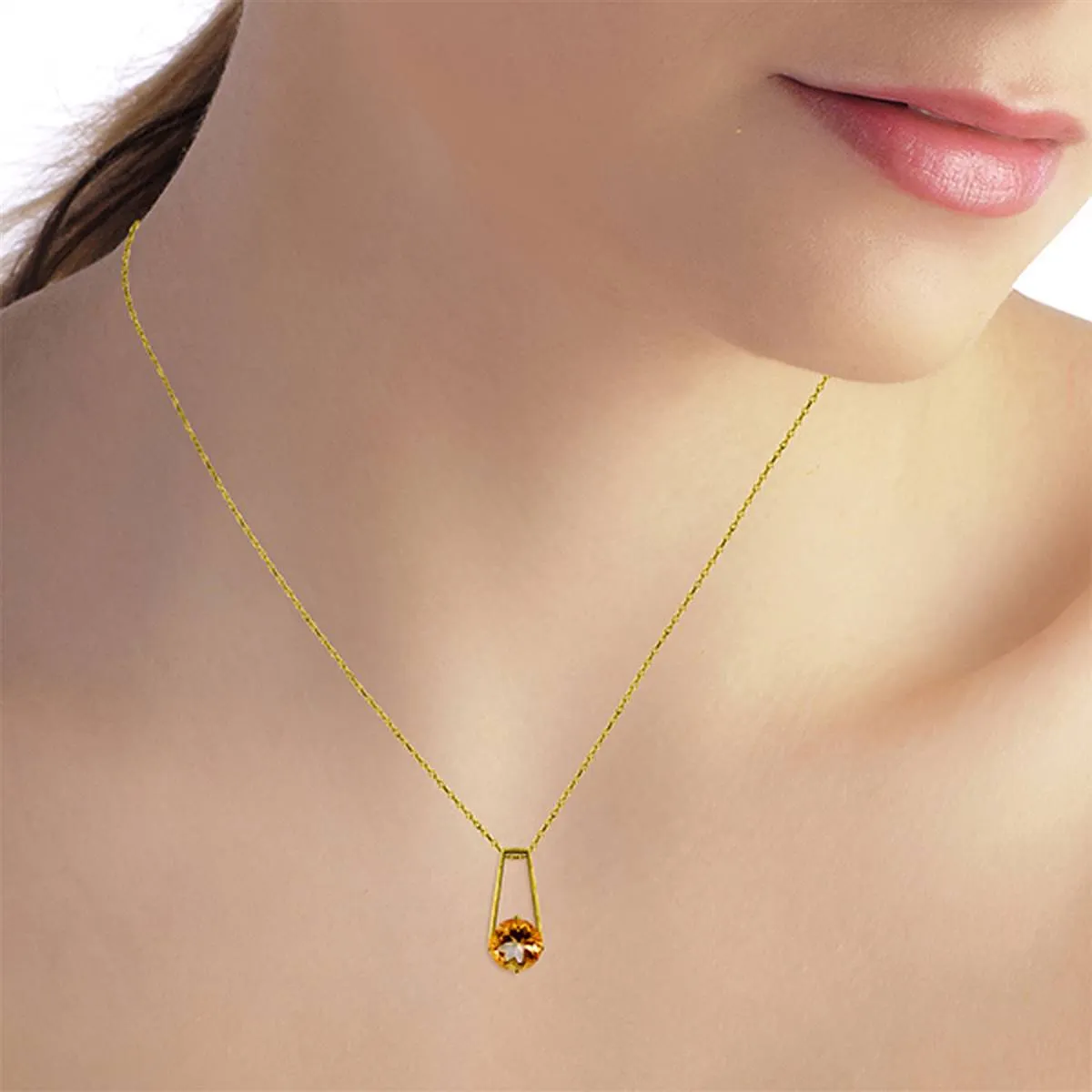 1.45 Carat 14K Solid Yellow Gold Privacy Citrine Necklace