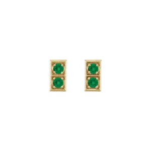 14K Rose Natural Emerald Two-Stone Earrings