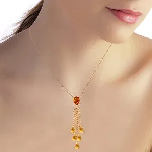 14K Solid Rose Gold Briolette Citrine Necklace Certified