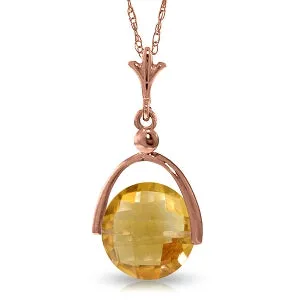 14K Solid Rose Gold Citrine Necklace
