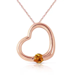14K Solid Rose Gold Heart Necklace w/ Natural Citrine
