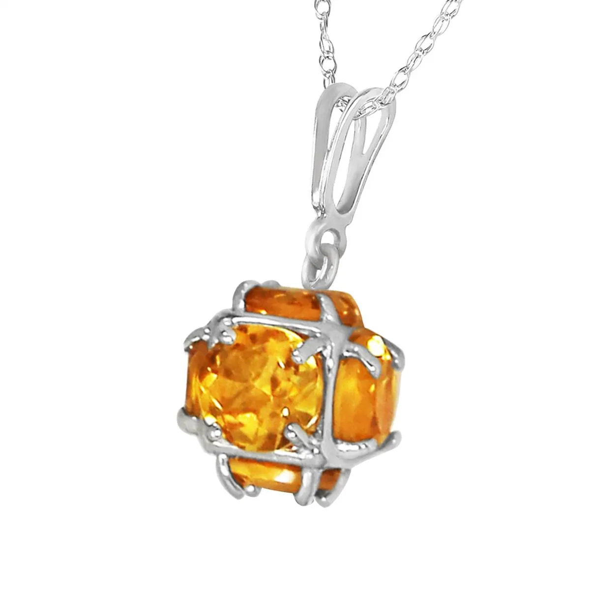 14K Solid White Gold Necklace w/ Natural Citrines