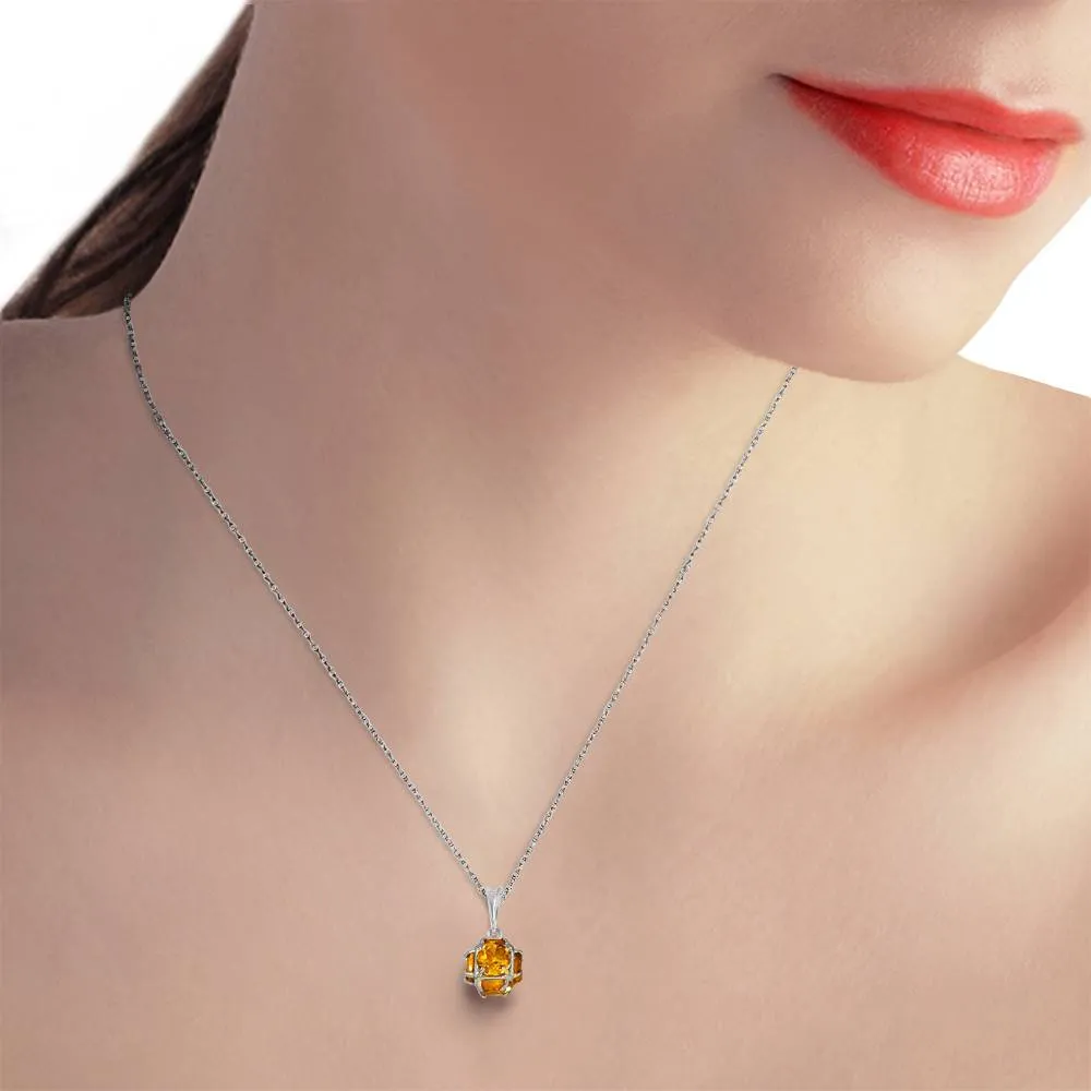 14K Solid White Gold Necklace w/ Natural Citrines