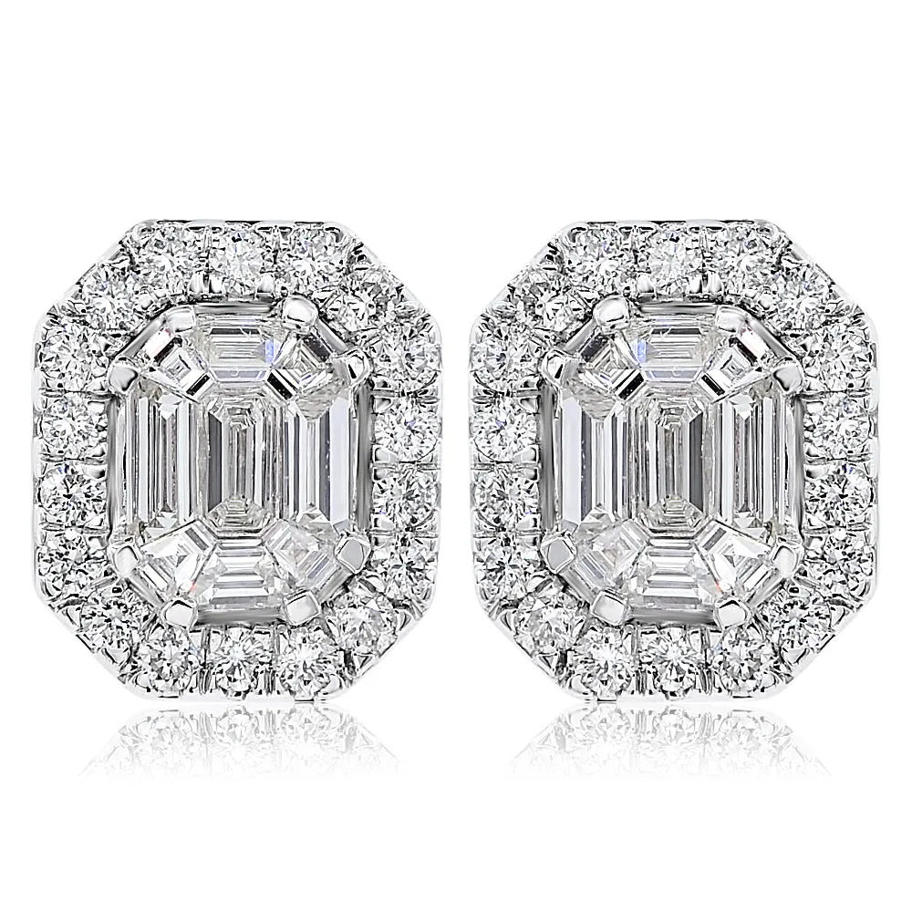 14k White Gold Emerald Cut Diamond Earrings 2.07ctw