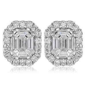 14k White Gold Emerald Cut Diamond Earrings 2.07ctw