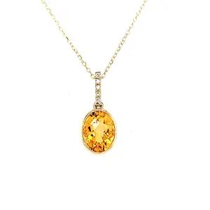 14k Yellow Gold Citrine Necklace (I7992)