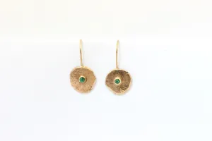 14k Yellow Gold Dangle Earrings with Emeralds