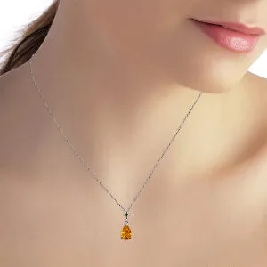 1.5 Carat 14K Solid White Gold Warm Heart Citrine Necklace