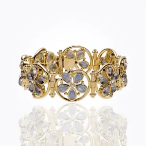 18K Flower Serpent Bracelet with royal blue moonstone and diamond