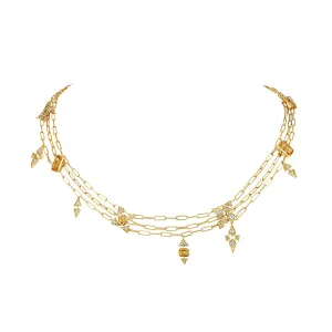 18k Onsa Yellow Gold Necklace With 0.93 Cts Vs-Gh Diamonds  And Citrine