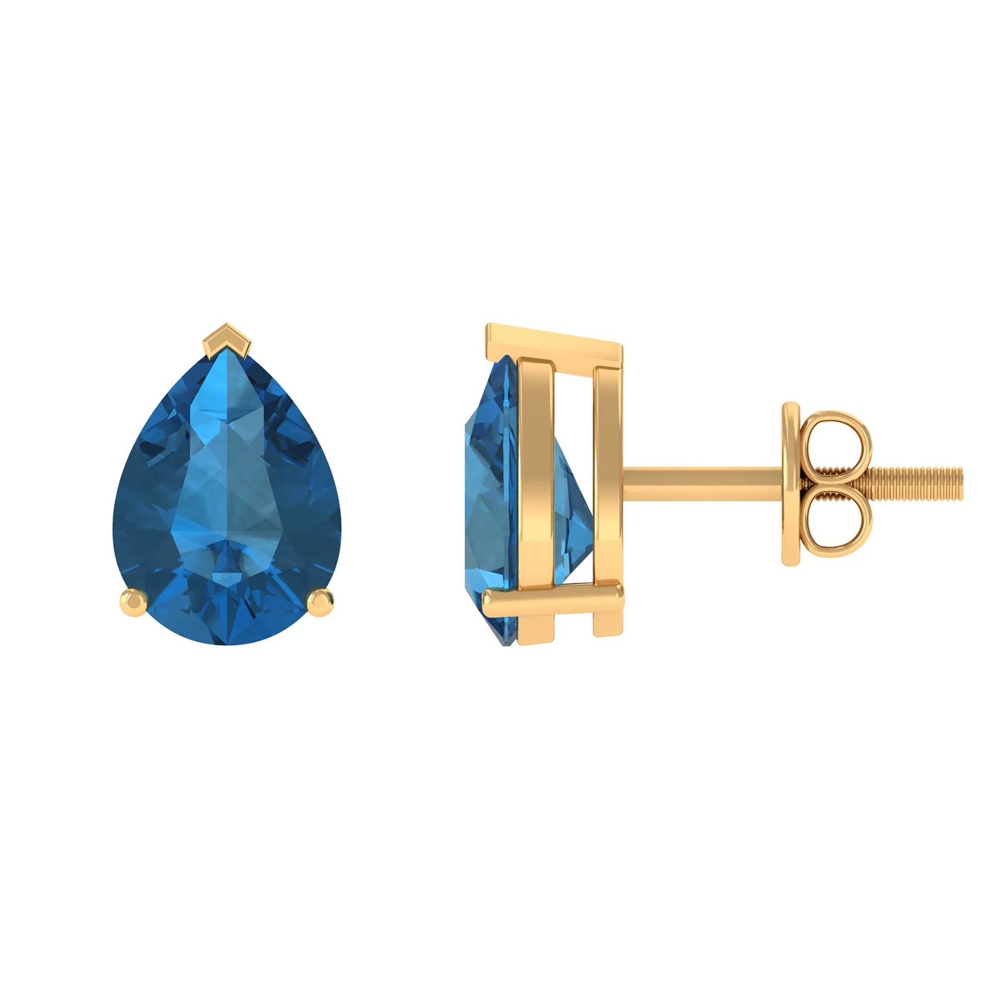 2.50 CT Solitaire Stud Earrings with Pear Shaped London Blue Topaz