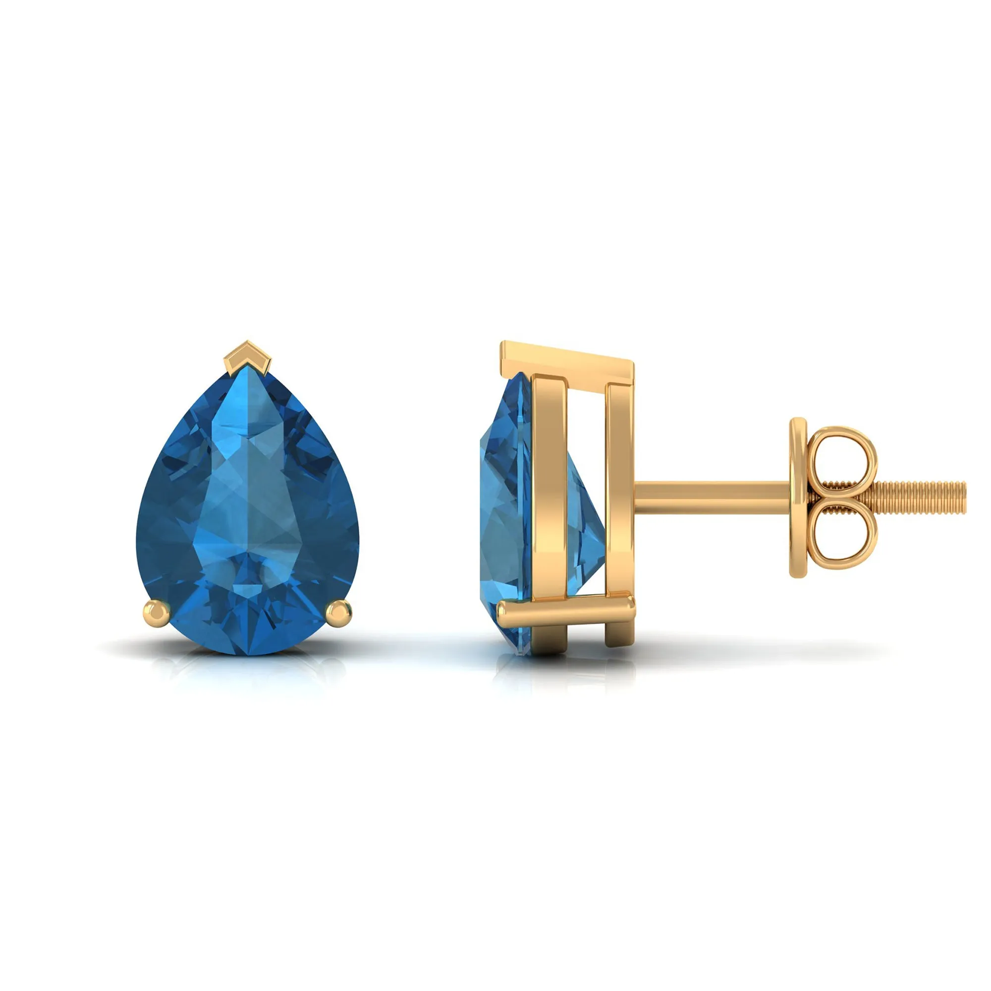 2.50 CT Solitaire Stud Earrings with Pear Shaped London Blue Topaz