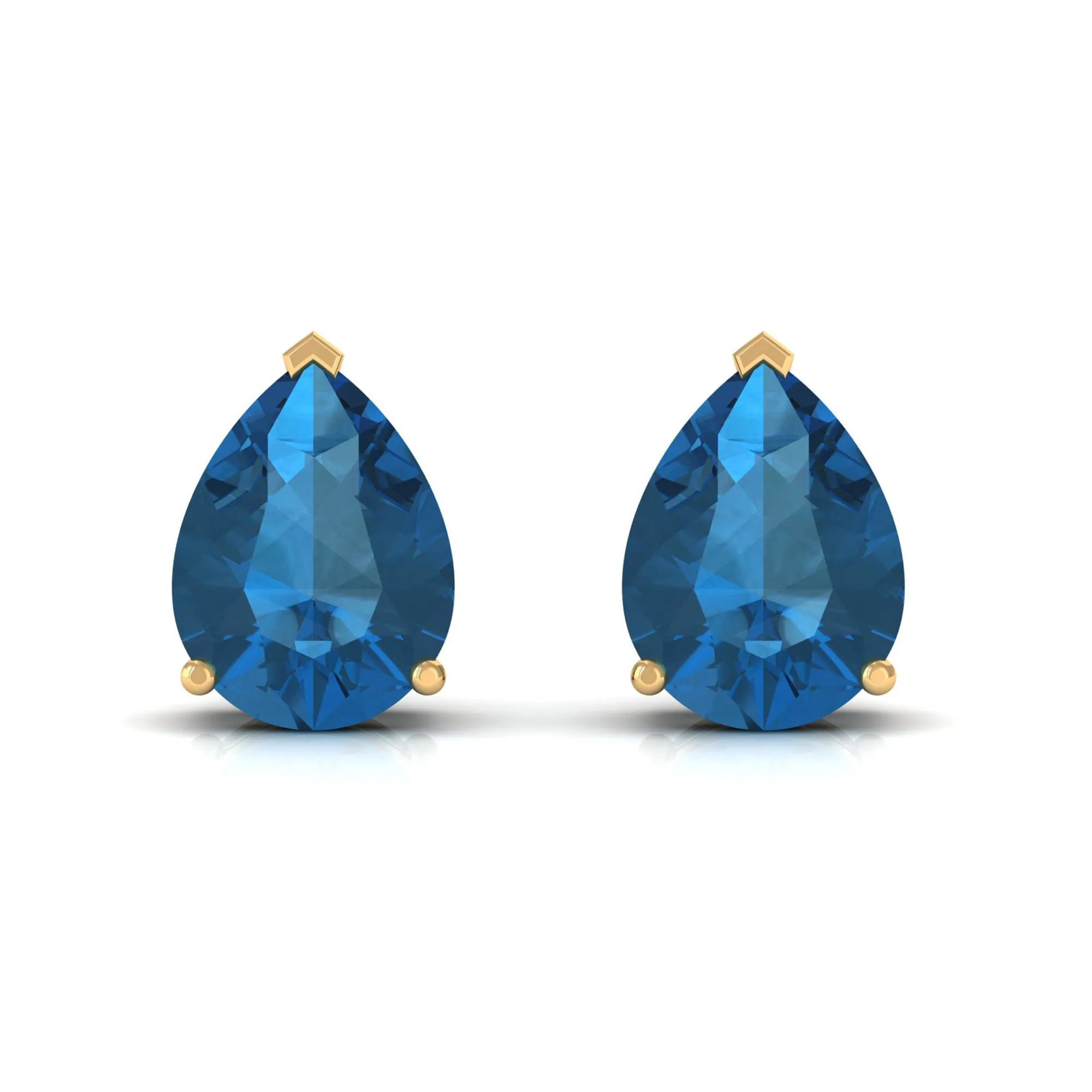 2.50 CT Solitaire Stud Earrings with Pear Shaped London Blue Topaz