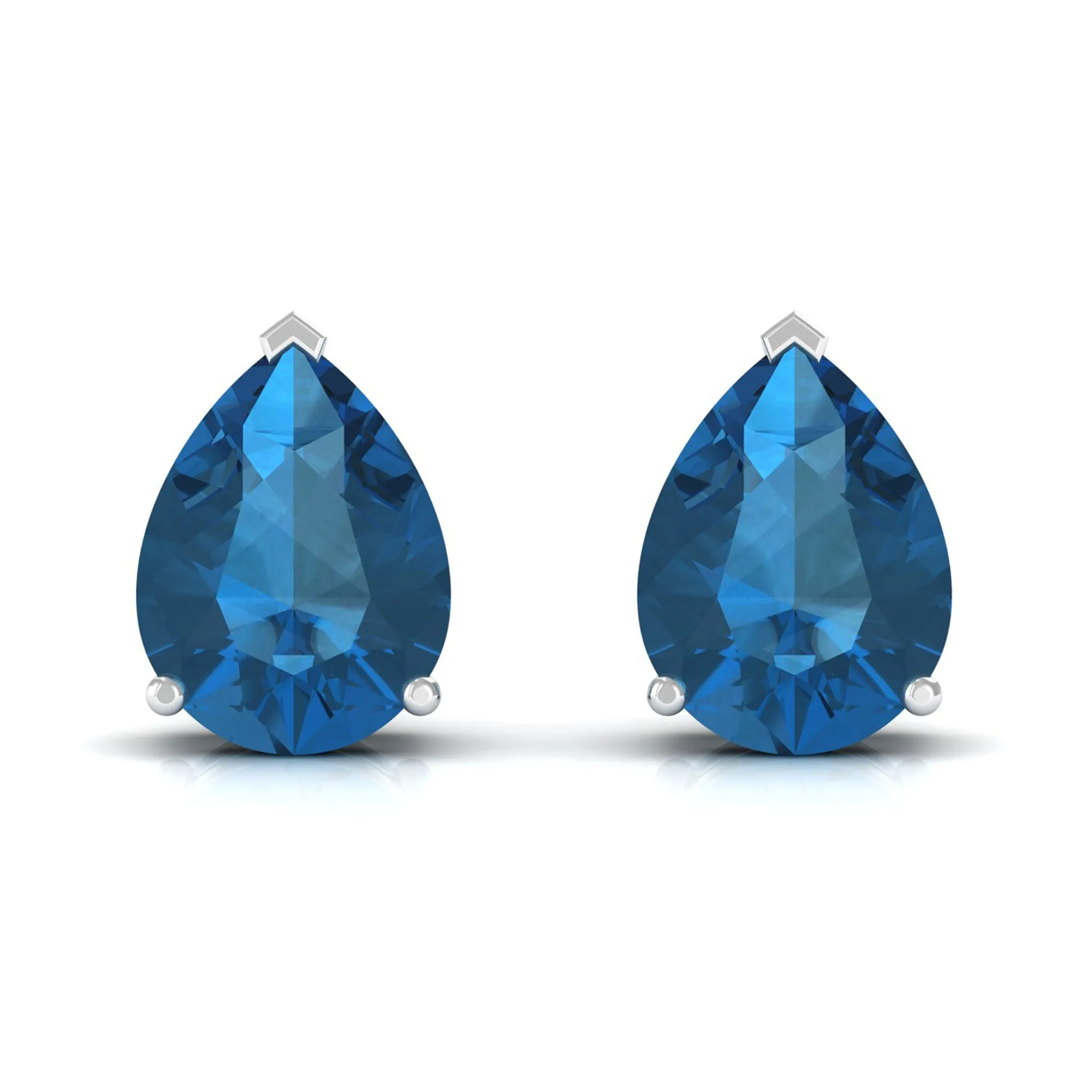 2.50 CT Solitaire Stud Earrings with Pear Shaped London Blue Topaz