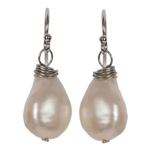 324-01-S | WIRE WRAPPED PEARL DROP (WHITE ON SILVER)