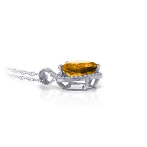 3.24 Carat 14K Solid White Gold Necklace Natural Diamond Heart Citrine