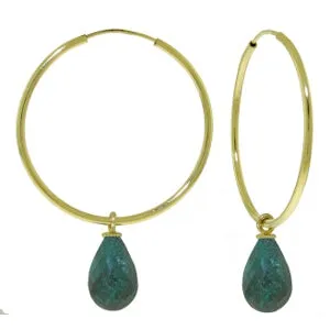 6.6 Carat 14K Solid Yellow Gold Hoop Earrings Natural Emerald