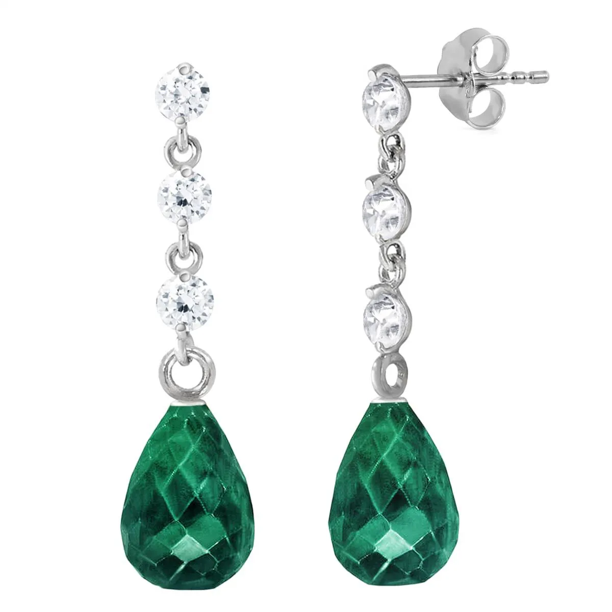 6.9 Carat 14K Solid White Gold Many Thanks Emerald Diamond Earrings