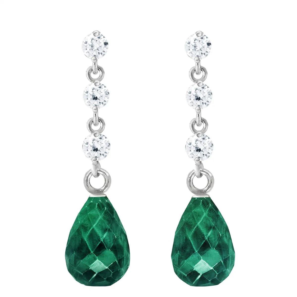 6.9 Carat 14K Solid White Gold Many Thanks Emerald Diamond Earrings