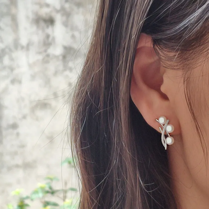 925 Sterling Silver Earrings with Freshwater Pearl