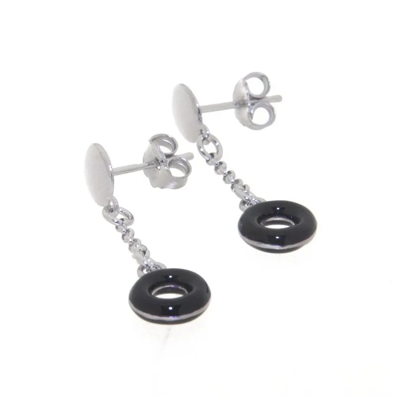 ACQUARELLO DANGLE ROUND BLACK EARRING