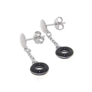 ACQUARELLO DANGLE ROUND BLACK EARRING