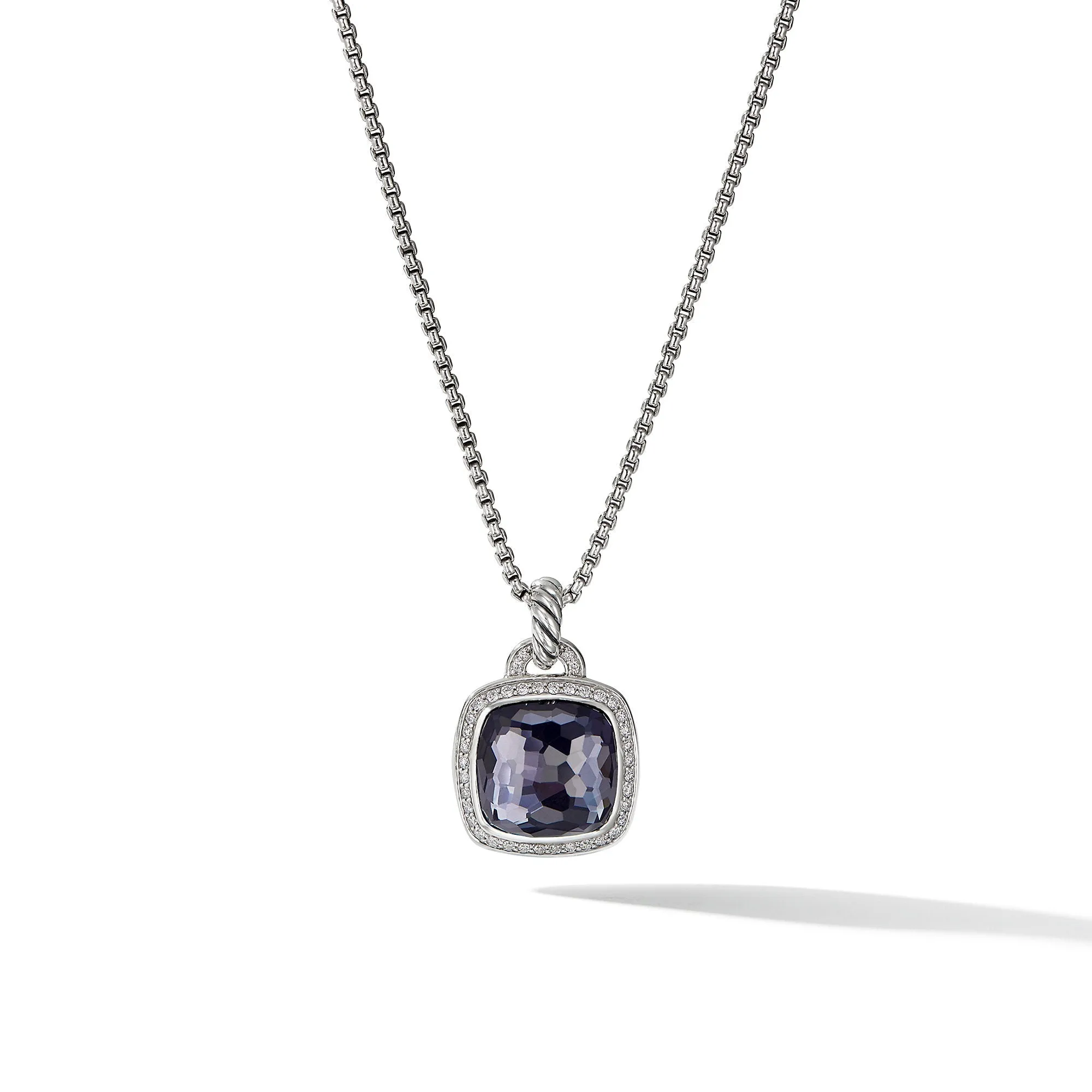 Albion® Pendant in Sterling Silver with Black Orchid and Diamonds\, 14mm