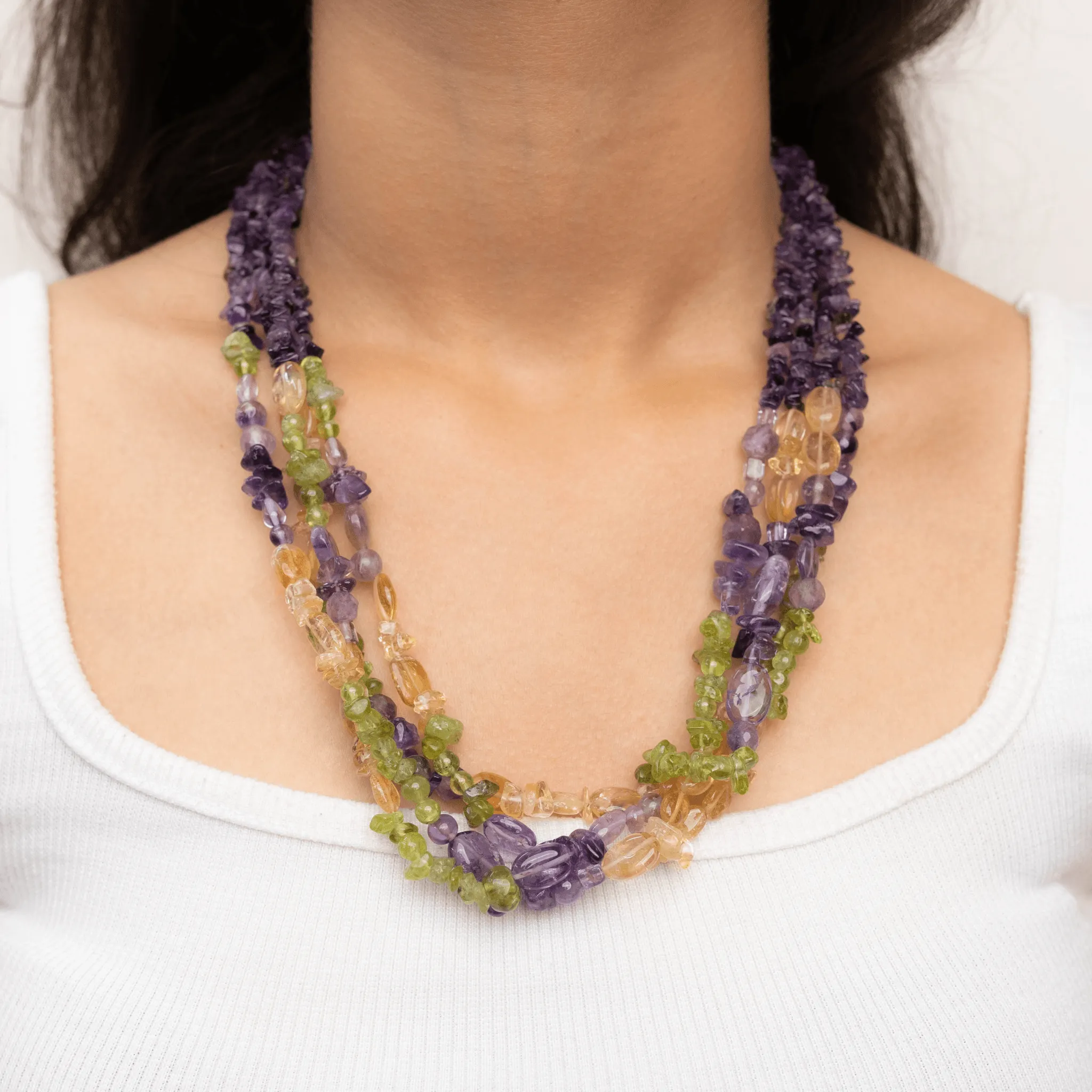 Amethyst ,Peridot & Citrine Necklace