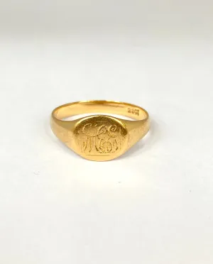 Antique, 22ct Gold Signet Ring (3.35g) Hallmarked 22ct Gold