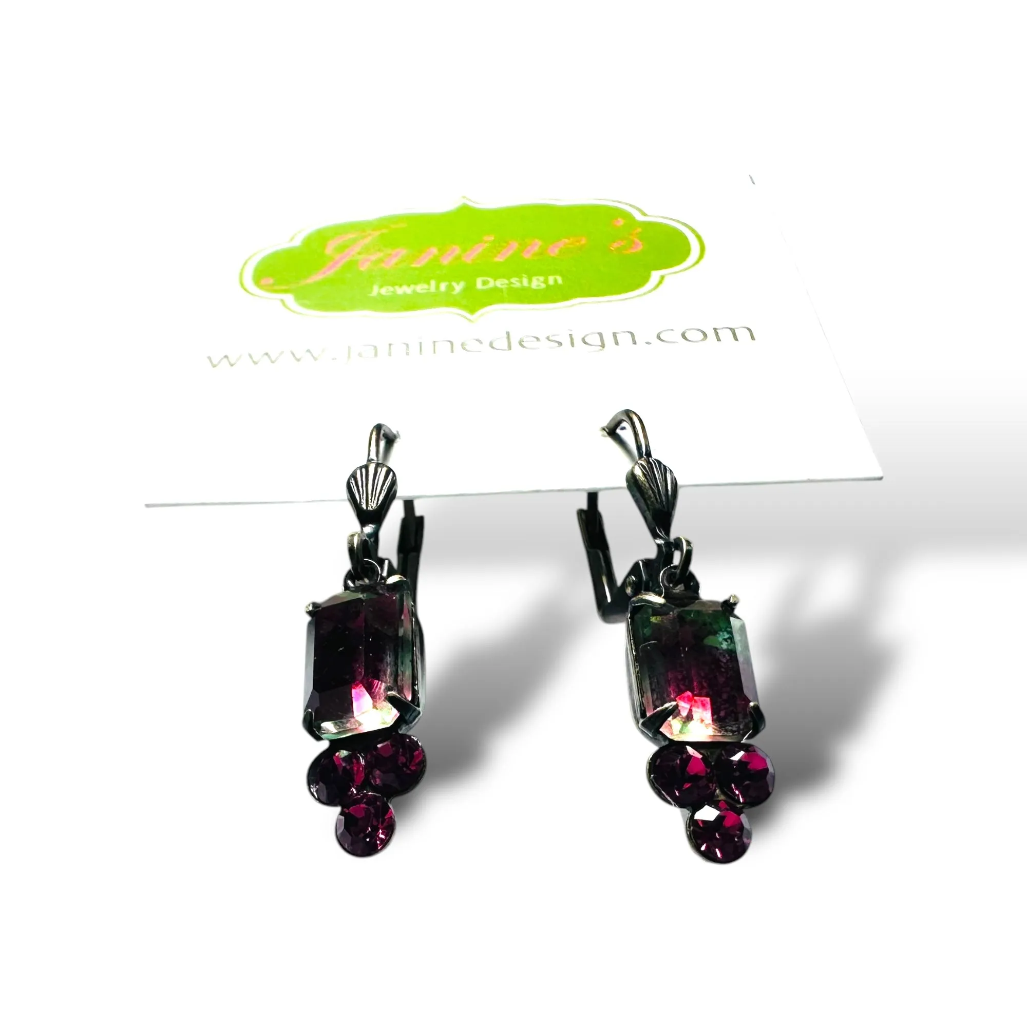 Antique Brass Crystal Dangle Earrings