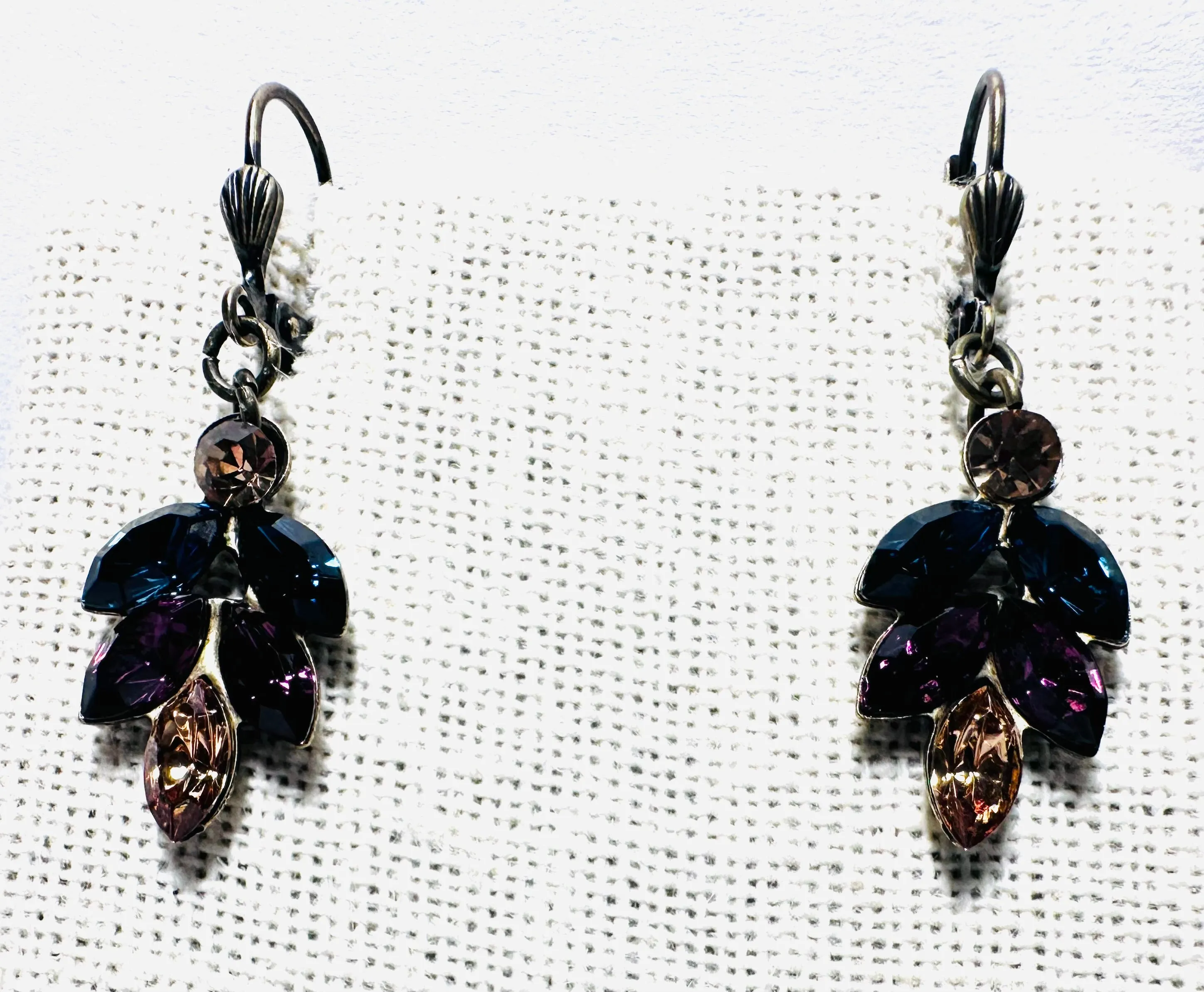 Antique Brass Crystal Dangle Earrings