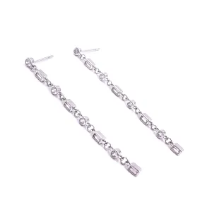 Ashley Gold Sterling CZ Round And Emerald Drop Stud Earrings