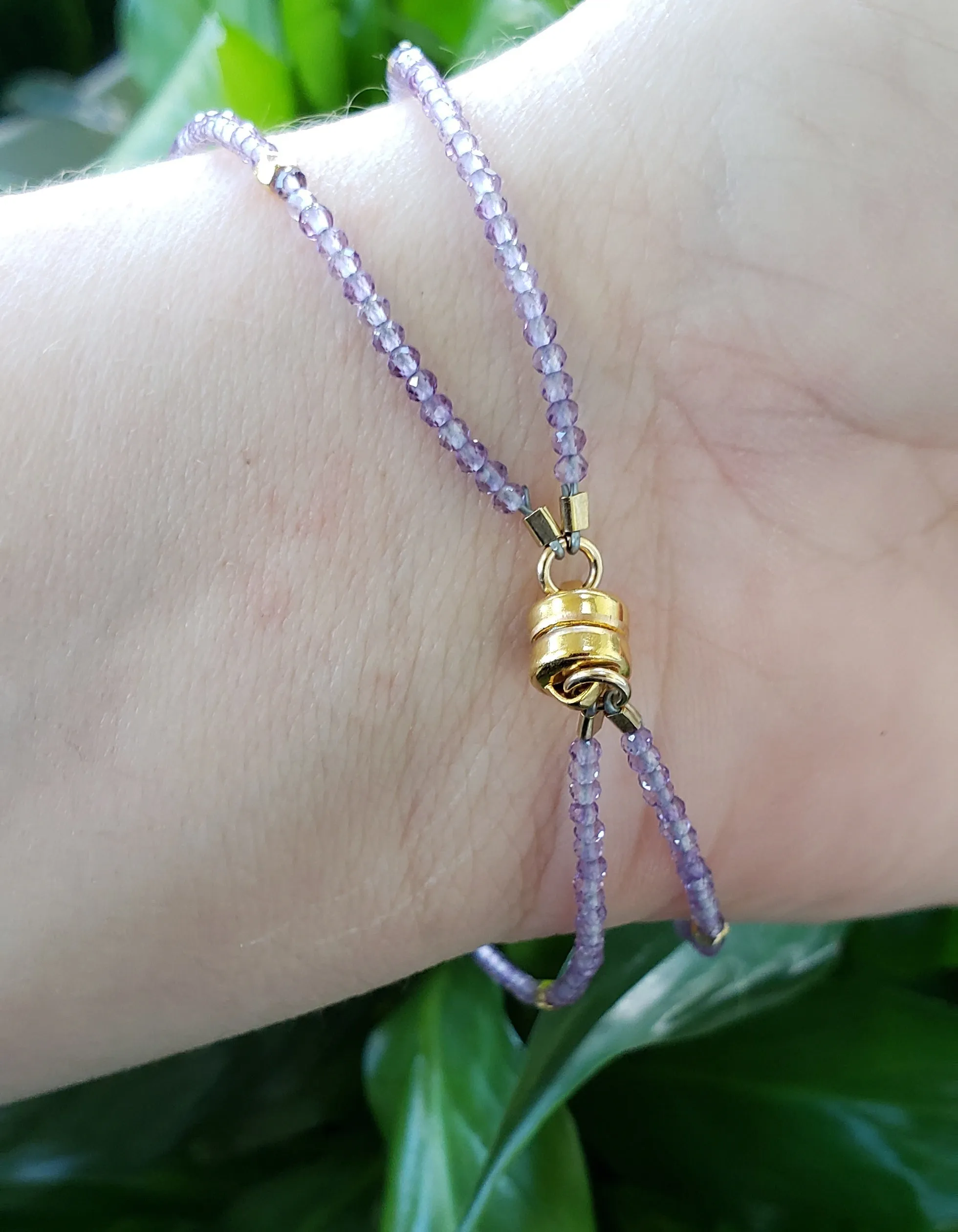 AVF Gold Filled Amethyst Double Strand Beaded Bracelet (SI3675)