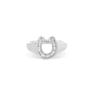 Baguette Horseshoe Signet Ring in Sterling Silver