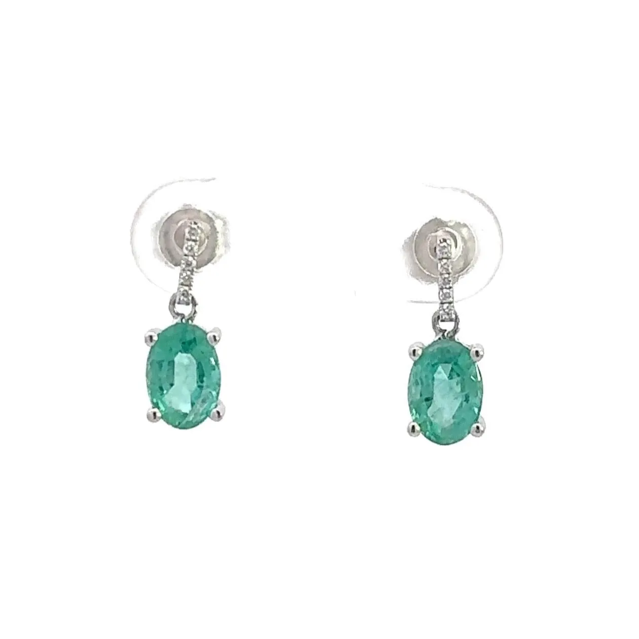 Baikalla™ Classic 14k White Gold Emerald Dangle Earrings